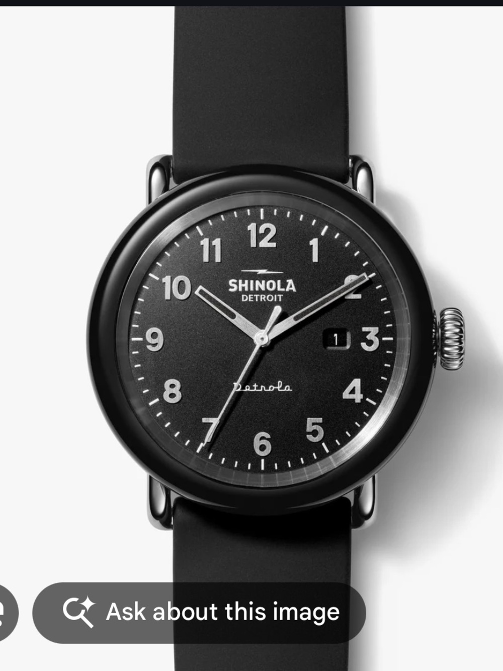 Shinola Model D Detrola Watch 43mm Black Unisex Silicone Date Calendar With Box View 2